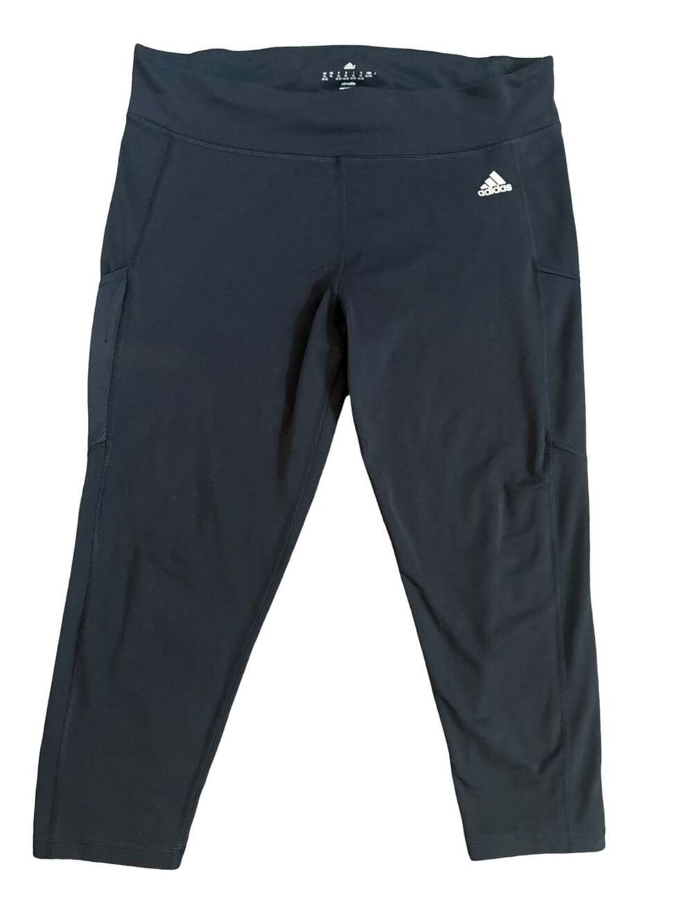 Adidas Climalite Womens Black Cropped Leggings Size XL With Side Pockets